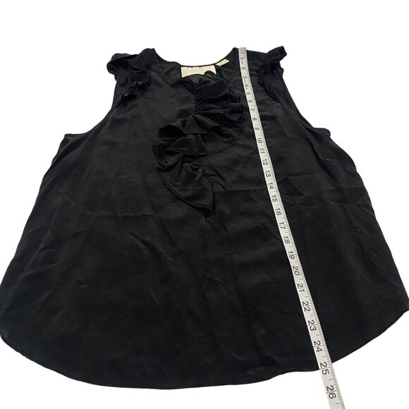 Anthropologie Maeve Hermine Silk Ruffle Sleeveless‎ Black Blouse Women's Size 10 - Picture 8 of 9